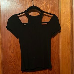 Urban Outfitters Ribbed Black Cut Out Top Large
